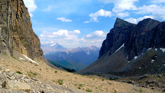 Through the gap of these two rock walls we could see Mt. Joffre