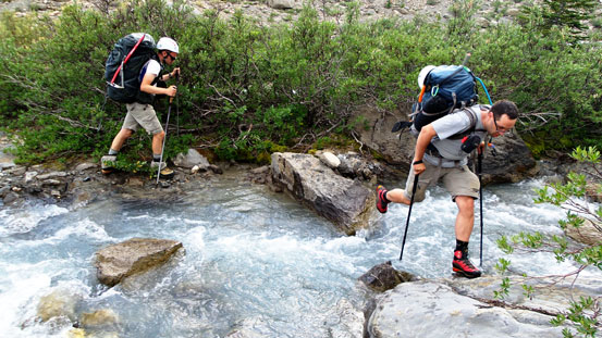 Jumping across a stream