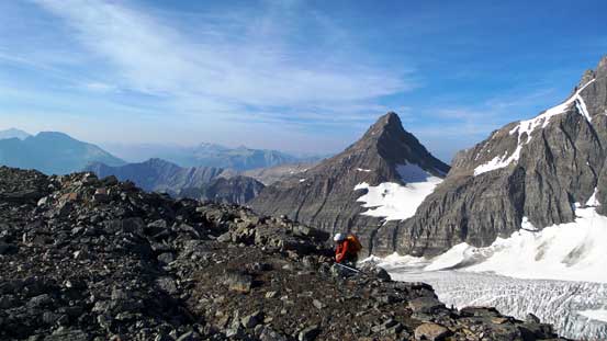 Ben ascending onto the summit plateau