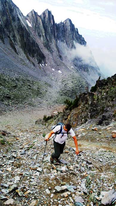 Kevin grinding up this gully