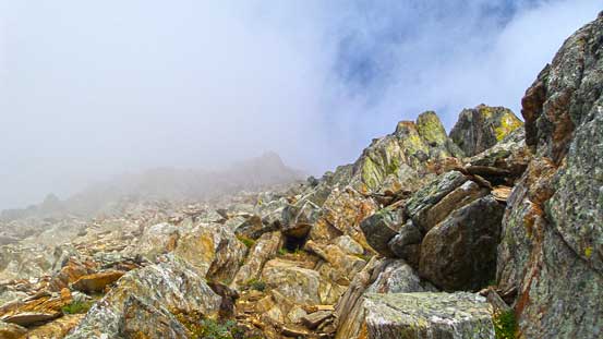 Looking up the ascent slope