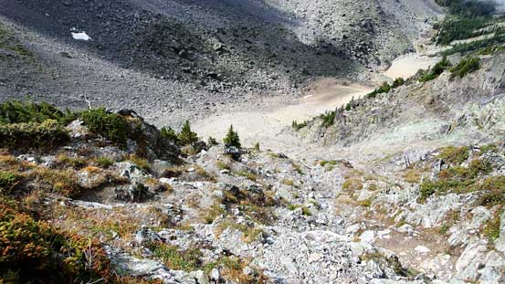 Descending the gully