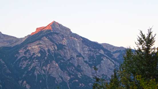 Alpenglow on Klapperhorn Mountain across Highway 16