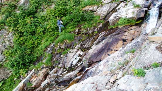 Eric went up and around a wet section