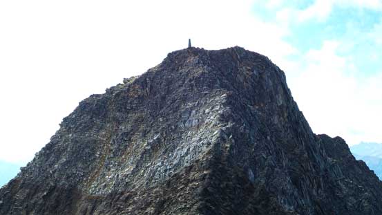 Looking back towards the steep terrain just after false summit