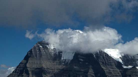 Clouds covering Mt. Robson