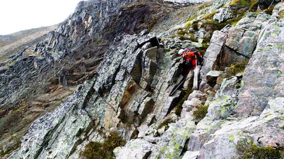 Ben descending typical terrain