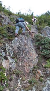 Many down-climbs like this beside the stream/waterfall