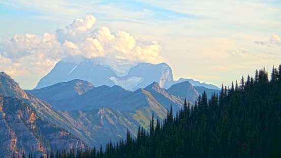 Clouds hovering around Mt. Robson
