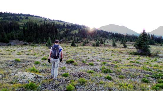 Ben hiking on the meadows