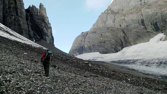 Doug side-hilling on moraine