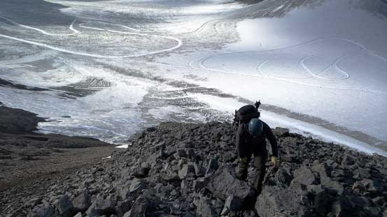 Doug ascending the initial rock rib