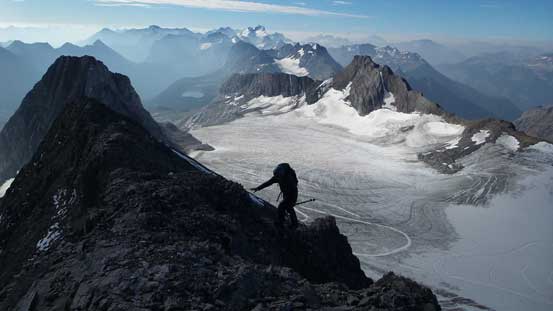 Cresting the south ridge.