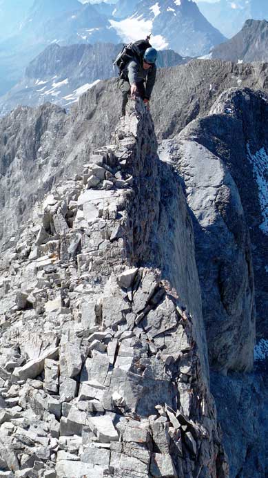 Doug balancing over the most exposed section