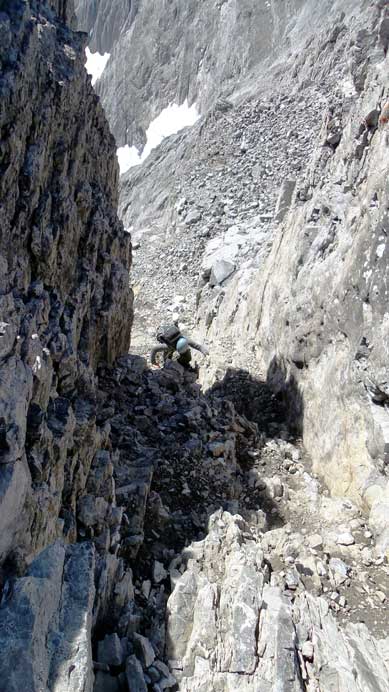 Doug ascending the gully