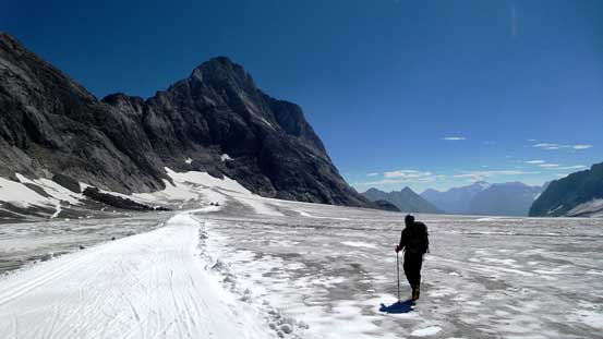 Hiking towards the base of Mt. Jellicoe