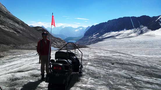 We talked to this snowmobiler on the icefield