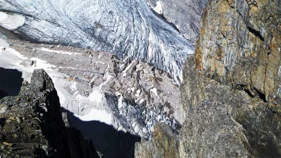 The heavily crevassed Smith-Dorrien Glacier