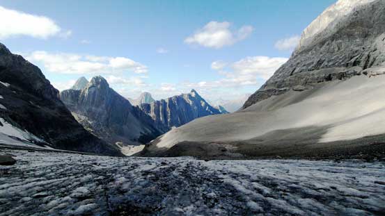Hiking down the dry glacier was hard on our knees