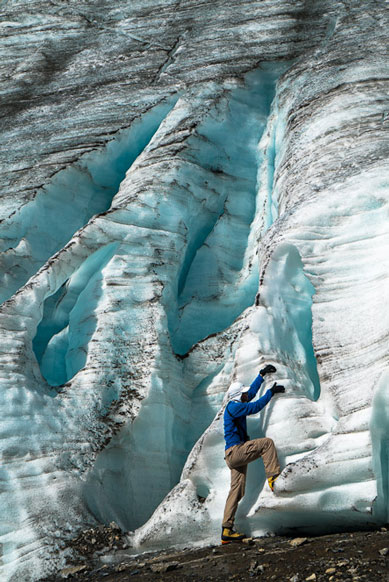 Me and the glacier again. Very cool area for photos. Photo by Vern