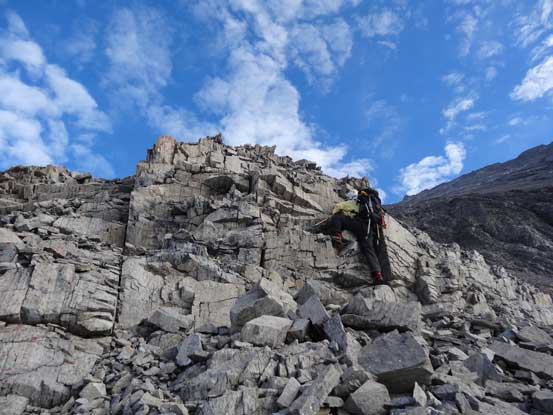 Me picking my way up. Photo by Doug Lutz