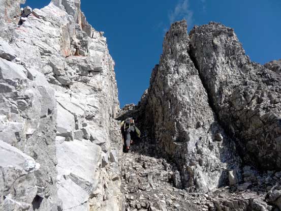 Me ascending the shady gully