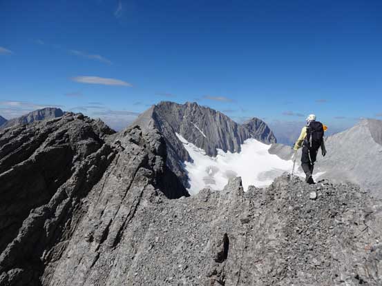Me on the summit ridge. Photo by Doug Lutz