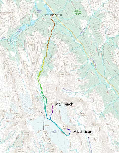 Mt. French and Mt. Jellicoe scramble route