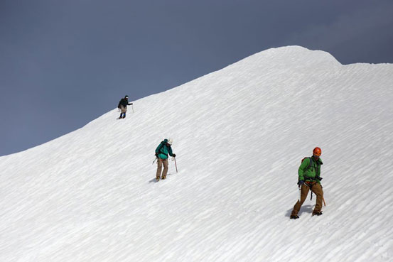 Descending from the summit. Photo by Ben