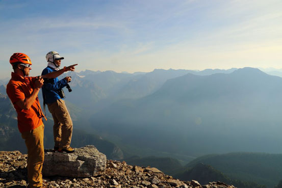 Vern and I identifying peaks from the summit. Photo by Ben