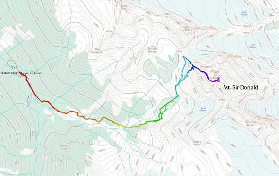 Mt. Sir Donald ascent route via NW Ridge