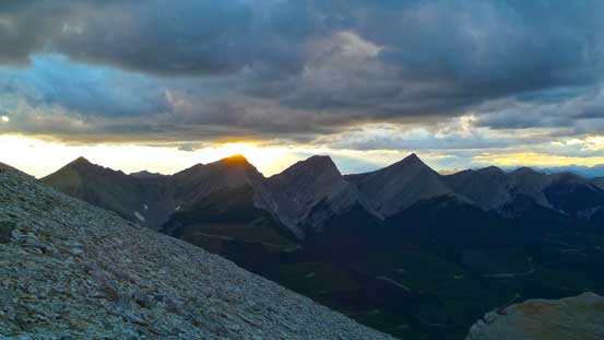 Sunset over a group of unnamed peaks