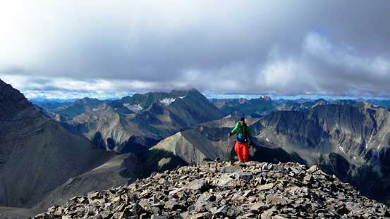 Vern cresting the summit plateau