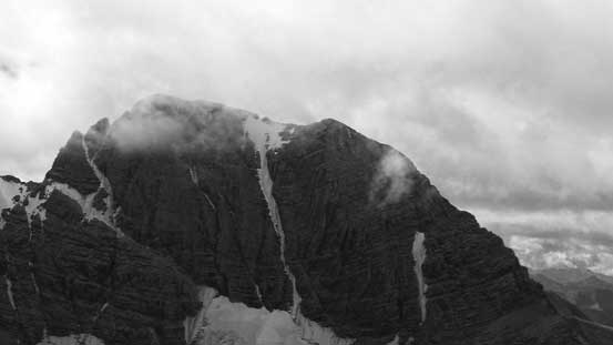 A zoomed-in view of Harrison's north couloir