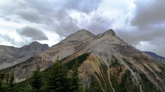 On the forested first summit looking towards the false and true summits