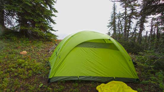 We arrived at the bivy site in rain