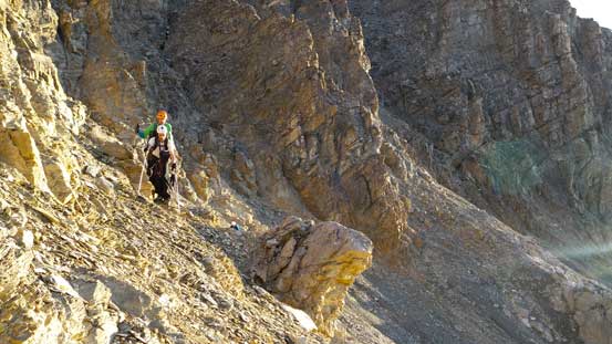 Ben and Vern traversing around the false summit
