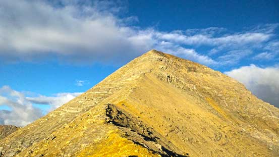 On the ridge now, looking ahead to the summit pyramid