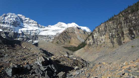 On the boulder field now, looking up.