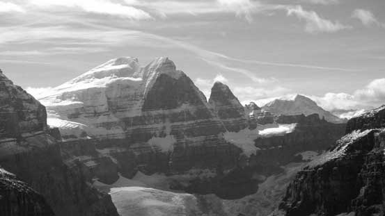 What a view of North Twin and Twins Tower. This face is arguably the hardest face in Canadian Rockies.