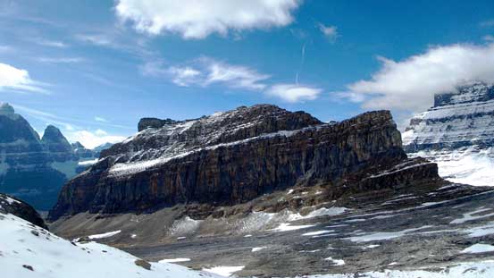 Our objective - Little Alberta. Need to contour and descend all the way to the opposite side to proceed the ascent