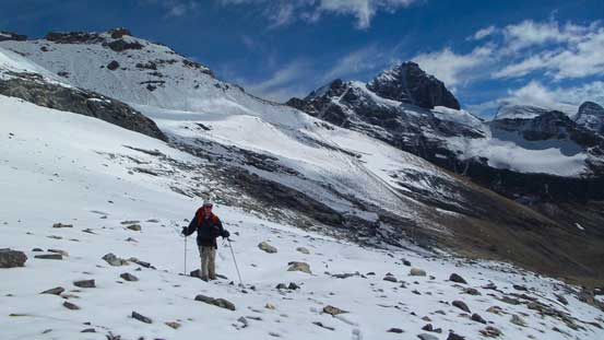 Despite the rock poking through the new snow, we were on a glacier here