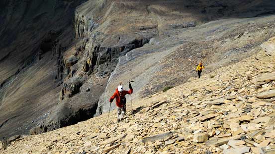Ben and Vern slogging up the typical scree in this area...