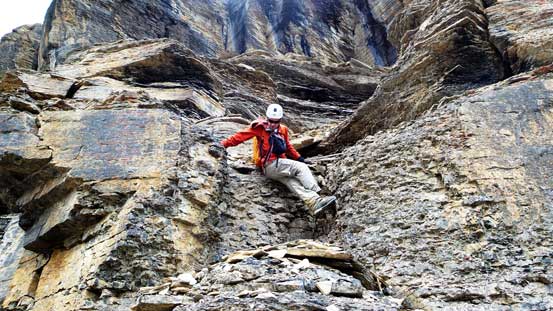 We got off-route briefly and had to down-climb this