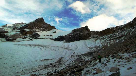 Hiking back. Woolley Shoulder high above on the right side