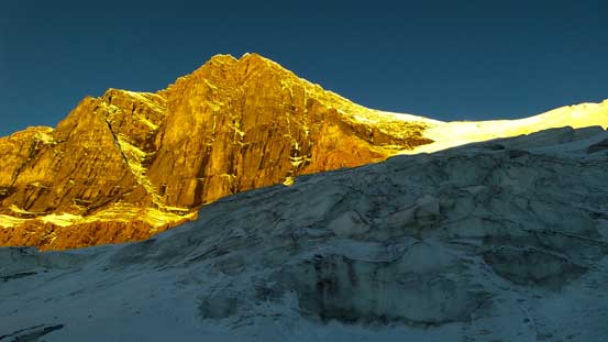 Mt. Woolley and the glacier in morning glow