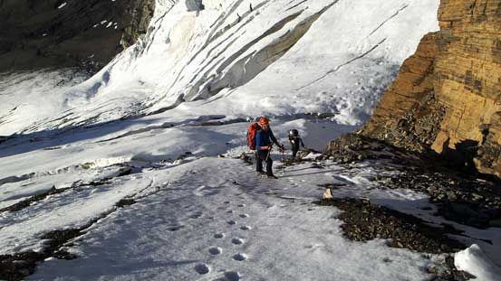 Now, ascending the first couloir