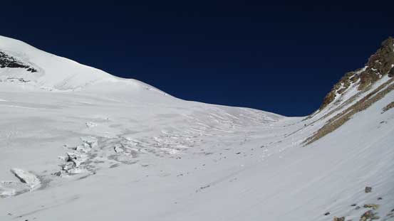 Ahead there'd be more endless mazes. But we could stay on climber's right on scree.