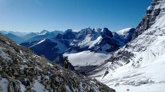 Already stellar views looking back. You can see Ben traversing on scree