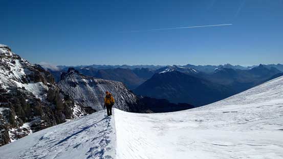 Vern following up this snow arete. We left the ridge proper here to avoid a few obvious cracks...